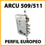 Cerradura ARCU 509 y 511 antigua, caja central perfil europeo con bulones redondos