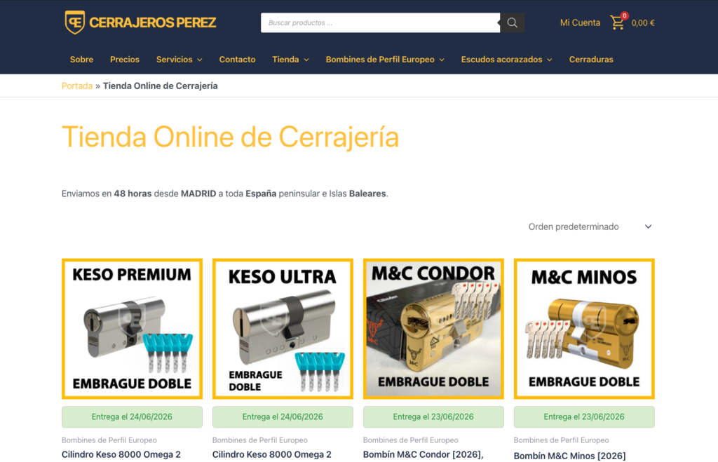Tienda Online de Cerrajeria - Cerrajeros Perez Madrid